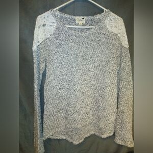 LA hearts Gray cable knit Sweater with Lace Detail